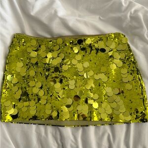 Danielle Guizio Paillette Skirt in Green